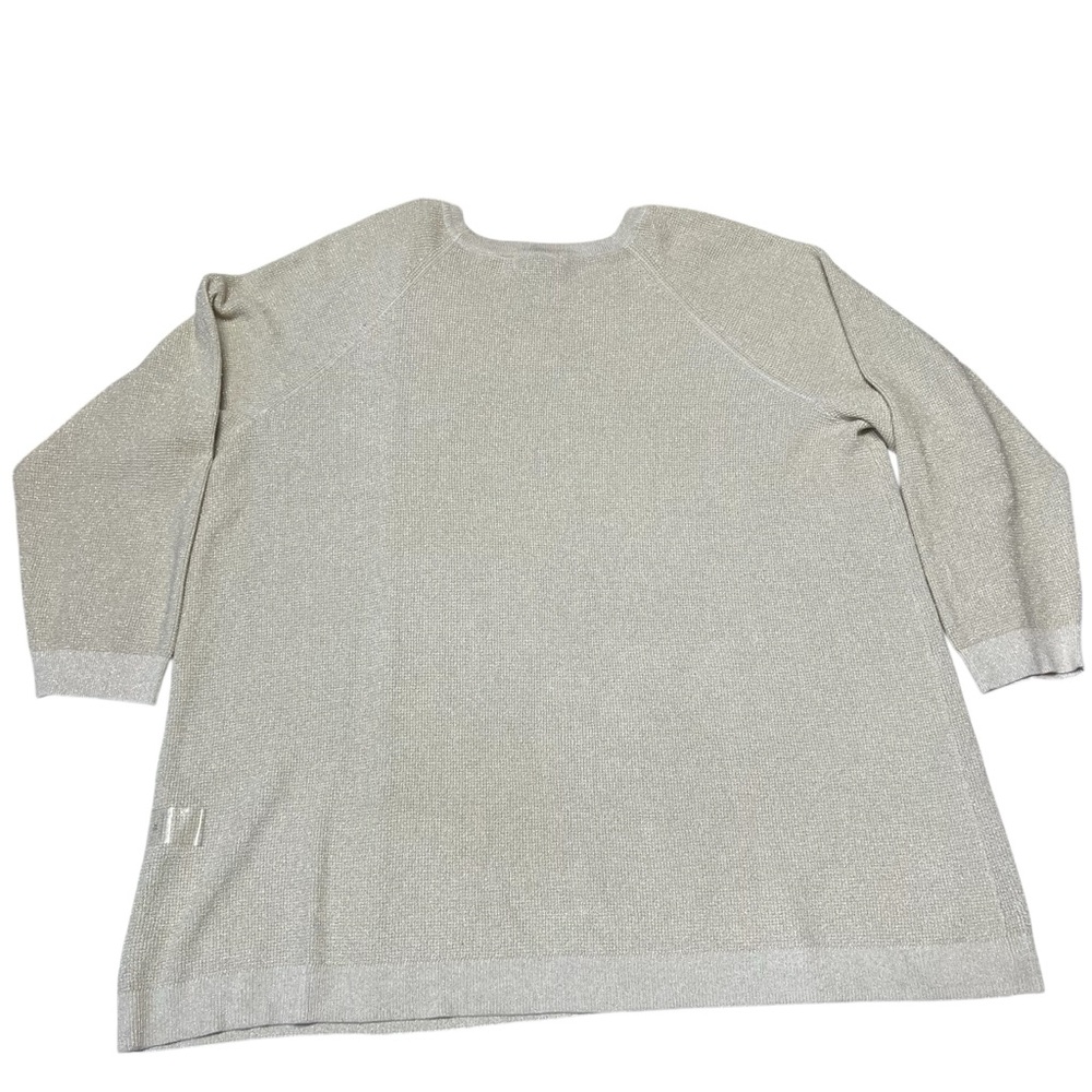 Liz Claiborne NWT - Womens Beige Metallic Thread Oversized Sweater Sz. 3X-5X - Picture 4 of 7